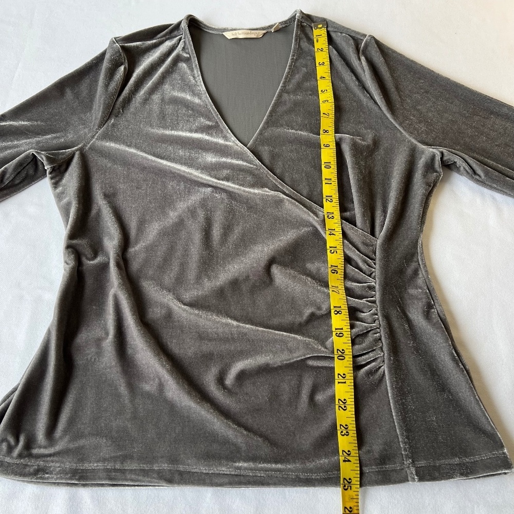 *FIRM PRICE* Soft Surroundings Alyssa Velvet Crossover Ruched Top - Picture 8 of 11